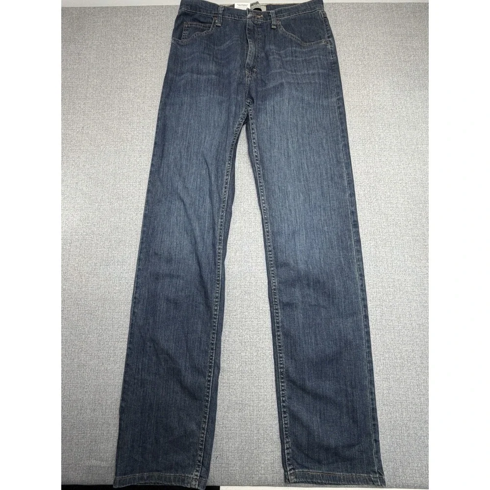Wrangler Authentics Mens Straight Leg Jeans Dark Wash W32 L36 Denim NWT